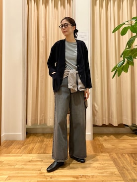 「アイテム（ノーカラージャケット）」を使った、kimmyさん（レディース・168cm）の秋コーディネート