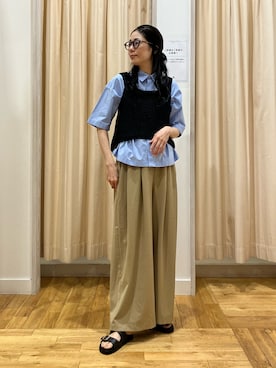 「URBAN RESEARCH DOORS（アーバンリサーチドアーズ）のFORK&SPOON　クリンクルショートスリーブシャツ（シャツ/ブラウス、ブルー系）」を使った、kimmyさん（レディース・168cm）の夏コーディネート