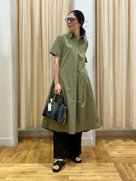 「URBAN RESEARCH DOORS（アーバンリサーチドアーズ）の衿付きスキッパーAラインワンピース（ワンピース、グリーン系）」を使った、kimmyさん（レディース・168cm）の夏コーディネート