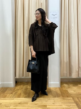 「URBAN RESEARCH DOORS（アーバンリサーチドアーズ）のウエストタックドルマンブラウス（シャツ/ブラウス、ブラウン系）」を使った、kimmyさん（レディース・168cm）の秋コーディネート