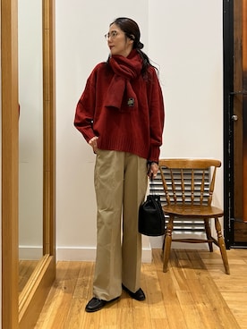 「URBAN RESEARCH DOORS（アーバンリサーチドアーズ）のハイウエストストレッチチノパンツ（その他パンツ、ベージュ系）」を使った、kimmyさん（レディース・168cm）の秋コーディネート