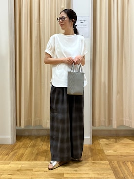 「URBAN RESEARCH DOORS（アーバンリサーチドアーズ）の袖ギャザーワイドプルオーバー（Tシャツ/カットソー、ホワイト系）」を使った、kimmyさん（レディース・168cm）の夏コーディネート