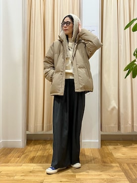 「アイテム（帽子）」を使った、kimmyさん（レディース・168cm）の冬コーディネート