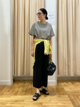 「URBAN RESEARCH DOORS（アーバンリサーチドアーズ）の『UR TECH』コットンロールスリーブプルオーバー（Tシャツ/カットソー、ベージュ系）」を使った、kimmyさん（レディース・168cm）の夏コーディネート