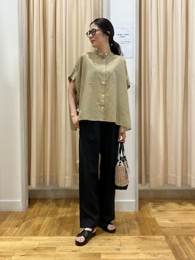 「URBAN RESEARCH DOORS（アーバンリサーチドアーズ）のシャンブレーワイドシャツ（シャツ/ブラウス、ベージュ系）」を使った、kimmyさん（レディース・168cm）の夏コーディネート