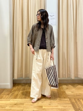 「URBAN RESEARCH DOORS(アーバンリサーチドアーズ)のリネンドロストドルマンブラウス(シャツ/ブラウス、ブラウン系)」を使った、kimmyさん(レディース・168cm)の春コーディネート