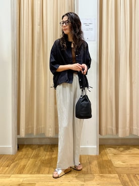 「URBAN RESEARCH DOORS（アーバンリサーチドアーズ）のラメ2WAYタンクトップ（タンクトップ、ブラウン系）」を使った、kimmyさん（レディース・168cm）の夏コーディネート
