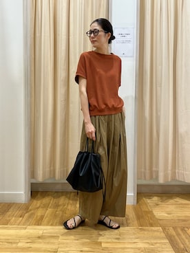 「URBAN RESEARCH DOORS（アーバンリサーチドアーズ）のタックフライスフレンチTシャツ（Tシャツ/カットソー、オレンジ系）」を使った、kimmyさん（レディース・168cm）の夏コーディネート