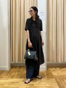 「URBAN RESEARCH DOORS（アーバンリサーチドアーズ）のウエストタックワンピース（ワンピース、ブラック系）」を使った、kimmyさん（レディース・168cm）の夏コーディネート