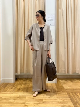 「URBAN RESEARCH DOORS(アーバンリサーチドアーズ)の『UR TECH』完声/涼ドルマン半袖シャツ(シャツ/ブラウス、ベージュ系)」を使った、kimmyさん(レディース・168cm)の春コーディネート
