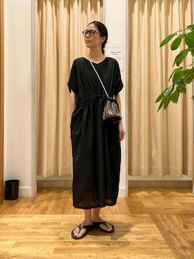 「巾着バッグ」｜「アイテム（ワンピース/ドレス）」を使った、kimmyさん（レディース・168cm）の夏コーディネート