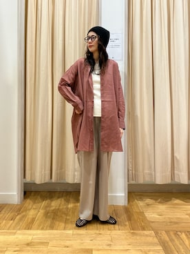 「URBAN RESEARCH DOORS(アーバンリサーチドアーズ)の『WEB/一部店舗限定カラー』ラミーコットンビックシャツ(シャツ/ブラウス、ピンク系)」を使った、kimmyさん(レディース・168cm)の春コーディネート