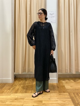 「URBAN RESEARCH DOORS(アーバンリサーチドアーズ)のレースワンピース(ワンピース、ブラック系)」を使った、kimmyさん(レディース・168cm)の春コーディネート