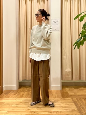 「FORK&SPOON（フォークアンドスプーン）のFORK&SPOON　バンドカラーダブルクロスシャツ（シャツ/ブラウス）」を使った、kimmyさん（レディース・168cm）の秋コーディネート