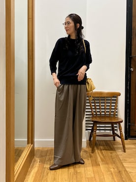 「URBAN RESEARCH DOORS（アーバンリサーチドアーズ）のライトタックフライスハーフスリーブプルオーバー（Tシャツ/カットソー、ブルー系）」を使った、kimmyさん（レディース・168cm）の秋コーディネート