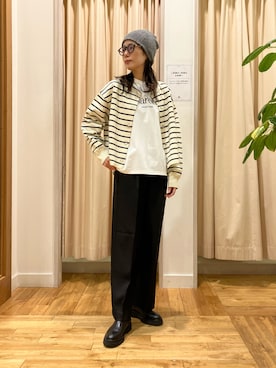 「アイテム（ニットキャップ/ビーニー）」を使った、kimmyさん（レディース・168cm）の秋コーディネート