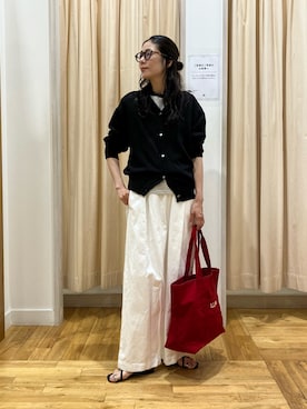 「かぐれ（カグレ）のホワイトデニムワイドパンツ（その他パンツ、ホワイト系）」を使った、kimmyさん（レディース・168cm）の春コーディネート