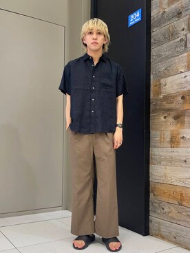 「URBAN RESEARCH（アーバンリサーチ）のLINEN SHORT-SLEEVE SHIRTS（シャツ/ブラウス）」を使った、Hirotoさん（メンズ・178cm）の夏コーディネート