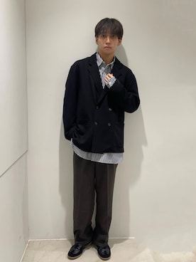 「スラックス」｜「アイテム（その他アウター）」を使った、Hirotoさん（メンズ・178cm）の秋コーディネート
