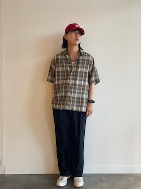 「URBAN RESEARCH DOORS(アーバンリサーチドアーズ)の吸水速乾 天竺タンクトップ(タンクトップ、ホワイト系)」を使った、Hirotoさん(メンズ・178cm)の夏コーディネート