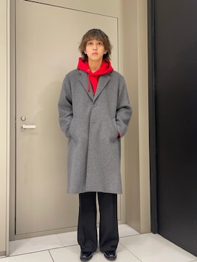 「アイテム（チェスターコート）」を使った、Hirotoさん（メンズ・178cm・20代）の秋コーディネート