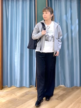 「BARNYARDSTORM（バンヤードストーム）のBARNYARDSTORM / キレイめ11ポケリュック2 きれいめシリーズ 《撥水 / PC・A4サイズ対応》（バックパック/リュック、ブラック系）」を使った、さやふじさん（レディース・158cm）の春コーディネート