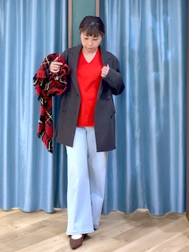 「アイテム（ニット/セーター）」を使った、さやふじさん（レディース・158cm・40代）の秋コーディネート