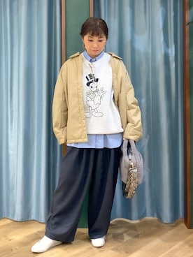 「アイテム（スラックス）」を使った、さやふじさん（レディース・158cm・40代）の秋コーディネート