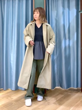 「アイテム（ステンカラーコート）」を使った、さやふじさん（レディース・158cm）の冬コーディネート