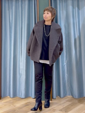 「BARNYARDSTORM（バンヤードストーム）の【「i.style closet」ご紹介アイテム】 BARNYARDSTORM / ハイテンション裾ZIPパンツ＜セットアップ対応＞【WEB限定サイズL】（その他パンツ、ブラック系）」を使った、さやふじさん（レディース・158cm）の秋コーディネート