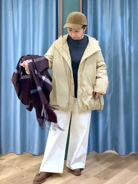 「アイテム（ストール/ショール）」を使った、さやふじさん（レディース・158cm）の秋コーディネート