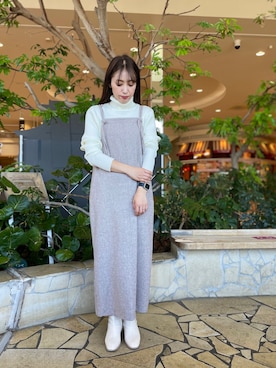 「Te chichi TERRASSE（テチチテラス）のアイテム（ジャンパースカート）」を使った、🧸chiha🧸さん（レディース・154cm）の秋コーディネート