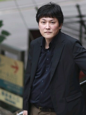 「SUIT SELECT（スーツセレクト）のアイテム（ジャケット/アウター）」を使った、阿部浩一さん（メンズ・184cm）の夏コーディネート