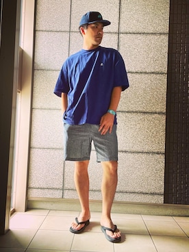 「Gramicci（グラミチ）のアイテム（トップス）」を使った、takayoichiさん（メンズ・187cm）の夏コーディネート