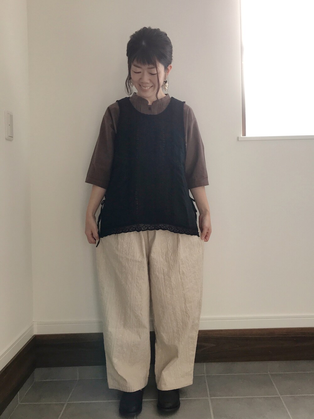 Samansa Mos2（サマンサ モスモス）の「総刺繍綿麻パンツ