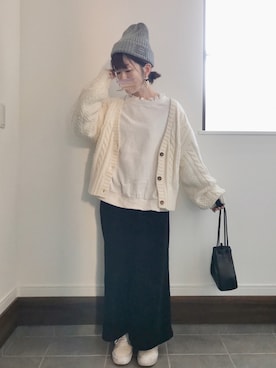 「Samansa Mos2 blue（サマンサモスモスブルー）のアイテム（ニットキャップ/ビーニー）」を使った、 f u u 𖠚ᐝさん（レディース・154cm）の冬コーディネート