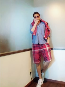 「Engineered Garments（エンジニアードガーメンツ）のアイテム（テーラードジャケット）」を使った、P３さん（メンズ・178cm）の夏コーディネート
