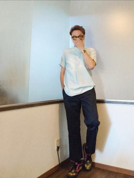 「THREE BLIND MICE（スリーブラインドマイス）のアイテム（トップス）」を使った、P３さん（メンズ・178cm）の秋コーディネート