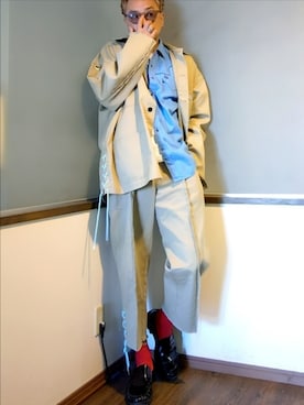「アイテム（カバーオール）」を使った、P３さん（メンズ・178cm）の秋コーディネート