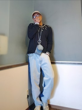 「Supreme （シュプリーム）のアイテム」を使った、P３さん（メンズ・178cm）の秋コーディネート