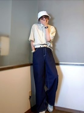 「アイテム（バングル/リストバンド）」を使った、P３さん（メンズ・178cm）の夏コーディネート