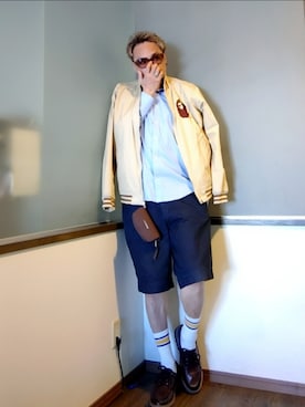 「A BATHING APE（アベイシングエイプ）のアイテム（ブルゾン）」を使った、P３さん（メンズ・178cm）の夏コーディネート