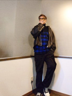 「MR.GENTLEMAN（ミスタージェントルマン）のアイテム（トップス）」を使った、P３さん（メンズ・178cm）の秋コーディネート