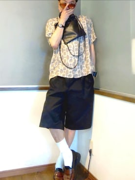 「TAKAHIROMIYASHITATheSoloIst.（タカヒロミヤシタザソロイスト）のloafer shoes（ローファー、ブラウン系）」を使った、P３さん（メンズ・178cm）の夏コーディネート