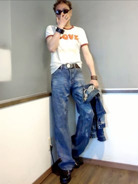 「DOLCE&GABBANA（ドルチェアンドガッバーナ）のアイテム（Tシャツ/カットソー、ベージュ系）」を使った、P３さん（メンズ・178cm）の夏コーディネート