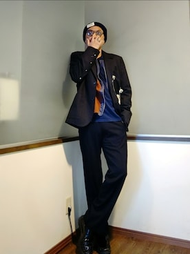 「アイテム（ローファー）」を使った、P３さん（メンズ・178cm）の秋コーディネート