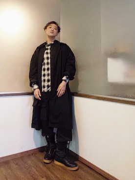 「neos（ネオス）のアイテム（ステンカラーコート）」を使った、P３さん（メンズ・178cm）の秋コーディネート
