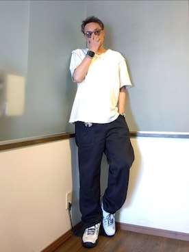 「アイテム（バングル/リストバンド）」を使った、P３さん（メンズ・178cm）の夏コーディネート