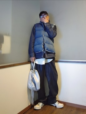 「アイテム（ダウンベスト）」を使った、P３さん（メンズ・178cm）の秋コーディネート
