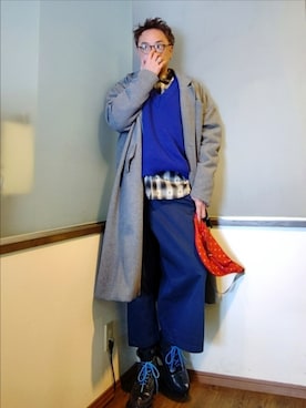 「アイテム（チノパンツ）」を使った、P３さん（メンズ・178cm）の冬コーディネート